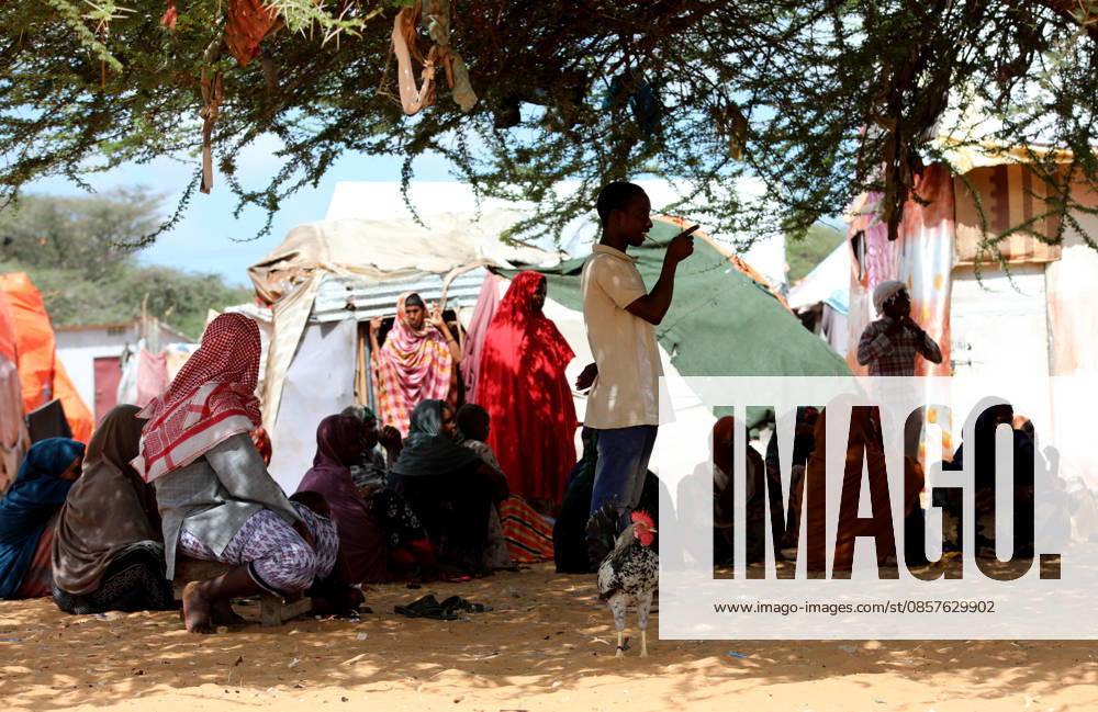 Camps turn into permanent settlements amid ongoing crisis in Somalia MOGADISHU, SOMALIA - MAY 26: People spend time in the shadow of a tree as millions of people living in camps that have gradually turned into permanent settlements, where they continue to face difficult living conditions amid insecurity, conflict and drought in the capital Mogadishu, Somalia, on May 26, 2026. Metin Yuksel Kaya Anadolu Mogadishu Somalia. Editorial use only. Please get in touch for any other usage.