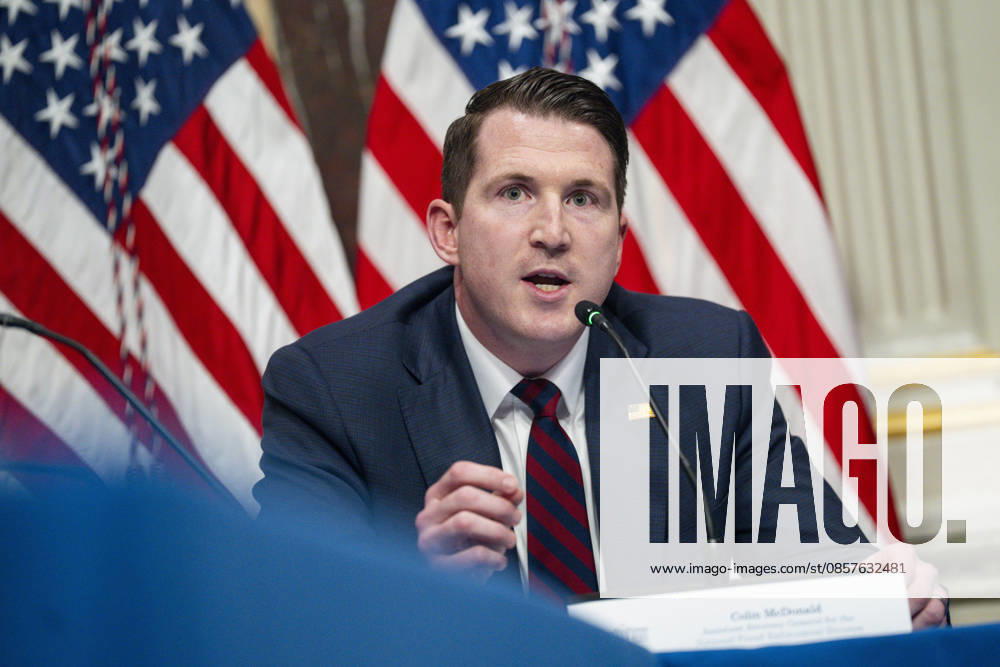 Assistant Attorney General for the Department of Justice s National Fraud Enforcement Division Colin McDonald speaks during a roundtable on anti-fraud initiatives in the Indian Treaty Room in the Eisenhower Executive Building near the White House in Washington, DC on Tuesday, May 26, 2026. WAP20260526315 BONNIExCASH