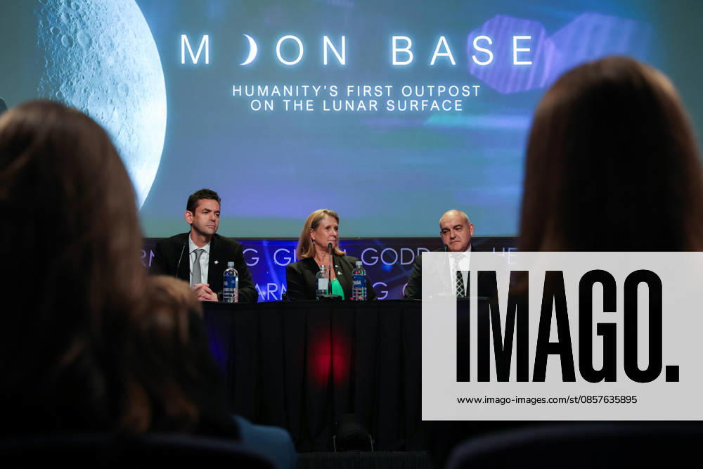 NASA Administrator JARED ISAACMAN, .Acting Associate Administrator LORI GLAZE, Exploration Systems Development Mission Directorate, NASA, .and CARLOS GARCIA-GALAN, Program Executive, Moon Base, NASA, take questions at a press conference announcing Moon Base plans and mission progress at NASA Headquarters in Washington, D.C. on May 26, 2026. NASA s Moon Base program is a long-term lunar exploration and infrastructure initiative designed to enable sustained human presence at the lunar South Pole. Washington USA - ZUMAd227 20260526_znp_d227_012