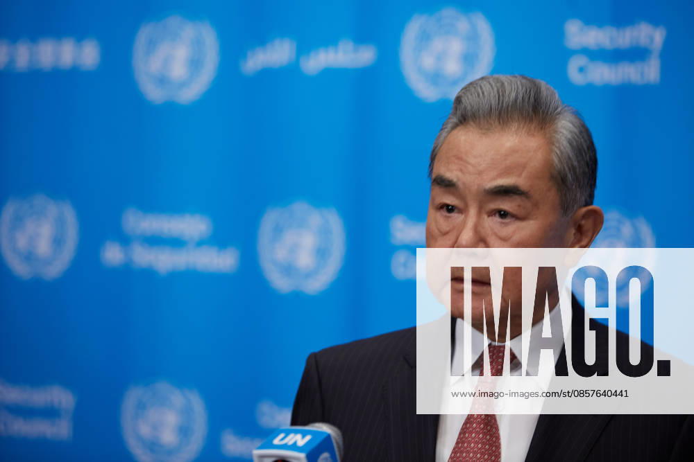 Chinese Foreign Minister WANG YI speaks to reporters during a press encounter at the Security Council stakeout at U.N. Headquarters. New York USA - ZUMA 20260526_mda_s237_348