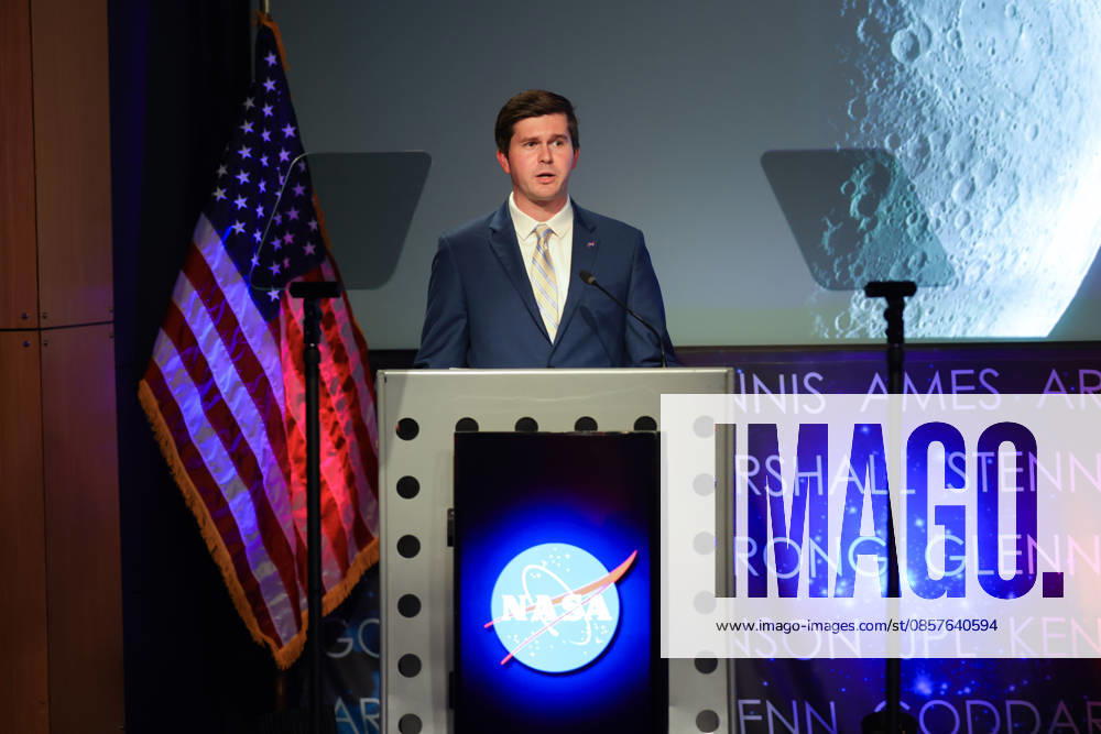 GEORGE ALDERMAN, NASA Deputy Press Secretary, speaks at a press conference announcing Moon Base plans and mission progress at NASA Headquarters in Washington, D.C. on May 26, 2026. NASA s Moon Base program is a long-term lunar exploration and infrastructure initiative designed to enable sustained human presence at the lunar South Pole. Washington USA - ZUMAd227 20260526_znp_d227_001