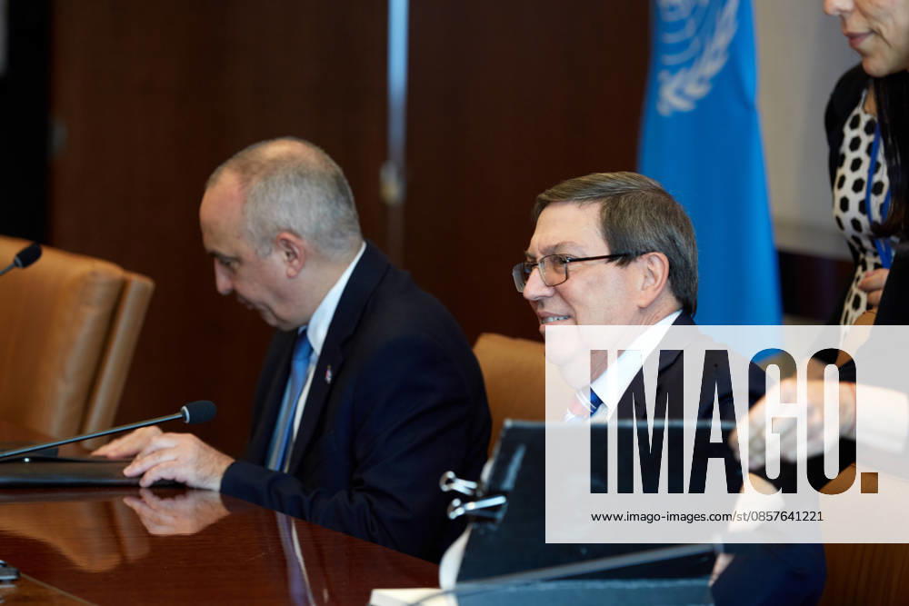 New York, Antonio Guterres trifft Außenminister von Kuba Bruno Rodriguez Parrilla May 26, 2026, New York, New York, USA: Cuban Foreign Minister Bruno RodroÂguez Parrilla attends a bilateral meeting with United Nations Secretary-General Anto³nio Guterres at U.N. Headquarters in New York, May 26, 2026. New York USA - ZUMAs237 20260526_aap_s237_024