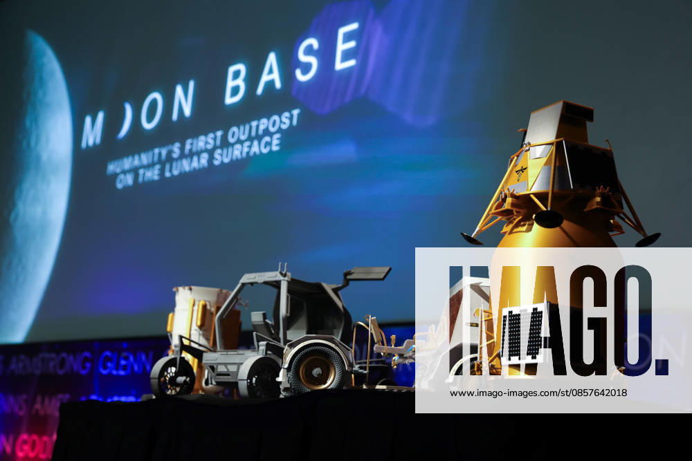 Lunar technology models are displayed at a press conference announcing Moon Base plans and mission progress at NASA Headquarters in Washington, D.C. on May 26, 2026. NASA s Moon Base program is a long-term lunar exploration and infrastructure initiative designed to enable sustained human presence at the lunar South Pole. Washington USA - ZUMAd227 20260526_znp_d227_055