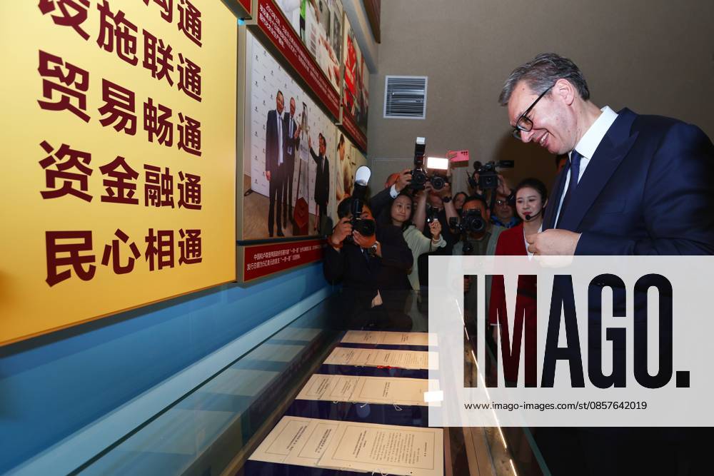 Serbian President Aleksandar Vucic visits the Museum of the Communist Party of China (CPC) on May 26, 2026 in Beijing, China. Vucic is on a state visit to China from May 24 to 28.