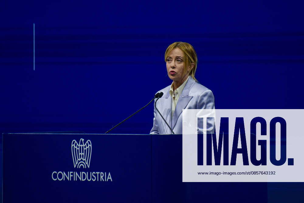 President of the Council of Ministers Giorgia Meloni speaks during the Confindustria Annual Assembly in Rome on May 26, 2026 Rome Italy - ZUMAn299 20260526_zip_n299_019