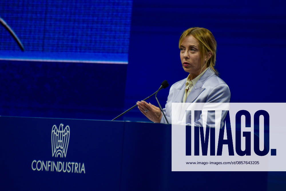 President of the Council of Ministers Giorgia Meloni speaks during the Confindustria Annual Assembly in Rome on May 26, 2026 Rome Italy - ZUMAn299 20260526_zip_n299_015