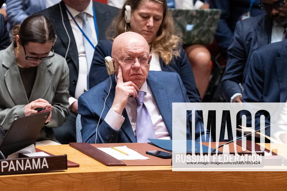 Ambassador Vassily Nebenzia of Russia attends Security Council meeting on Upholding the purposes and principles of the UN Charter and strengthening the UN-centered international system at UN Headquarters in New York, NY on May 26, 2026. China organized this meeting as it is a President of Security Council for the month of May. New York USA - ZUMAr339 20260526_znp_r339_031