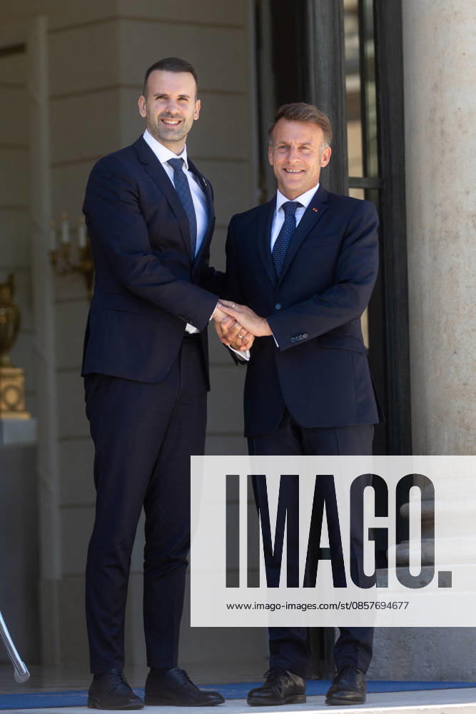 Le Président de la République Emmanuel Macron reçoit Milojko Spajic, Premier ministre du Monténégro, au palais de lElysée à Paris, le 27 mai 2026 Tophaine Lebely Bestimage President Emmanuel Macron receives Milojko Spajic, Prime Minister of Montenegro, at the Elysée Palace in Paris, on May 27, 2026 Paris France