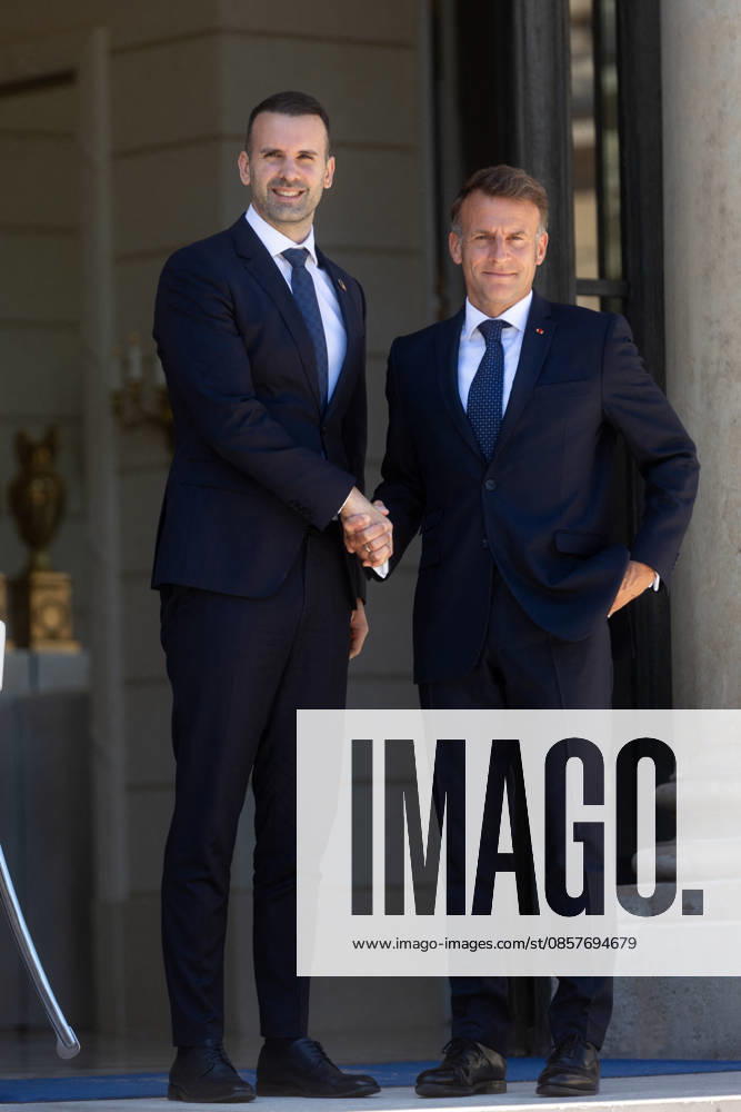 Le Président de la République Emmanuel Macron reçoit Milojko Spajic, Premier ministre du Monténégro, au palais de lElysée à Paris, le 27 mai 2026 Tophaine Lebely Bestimage President Emmanuel Macron receives Milojko Spajic, Prime Minister of Montenegro, at the Elysée Palace in Paris, on May 27, 2026 Paris France