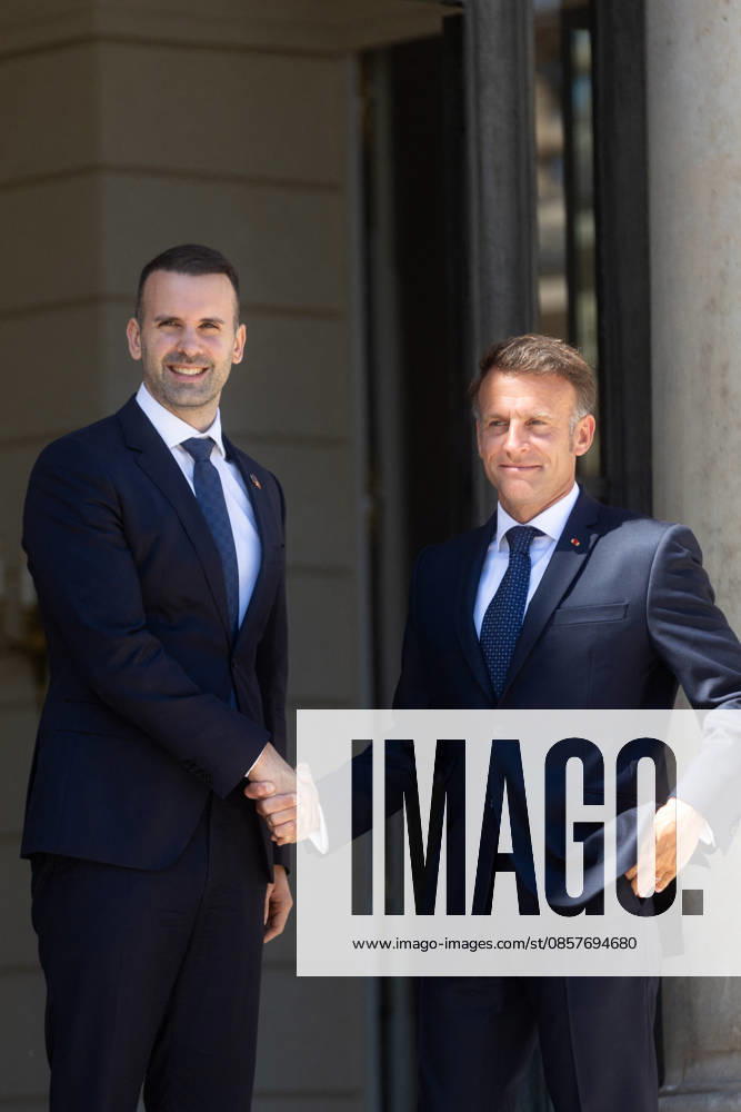 Le Président de la République Emmanuel Macron reçoit Milojko Spajic, Premier ministre du Monténégro, au palais de lElysée à Paris, le 27 mai 2026 Tophaine Lebely Bestimage President Emmanuel Macron receives Milojko Spajic, Prime Minister of Montenegro, at the Elysée Palace in Paris, on May 27, 2026 Paris France