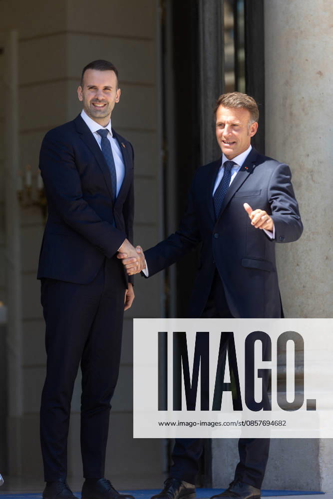 Le Président de la République Emmanuel Macron reçoit Milojko Spajic, Premier ministre du Monténégro, au palais de lElysée à Paris, le 27 mai 2026 Tophaine Lebely Bestimage President Emmanuel Macron receives Milojko Spajic, Prime Minister of Montenegro, at the Elysée Palace in Paris, on May 27, 2026 Paris France