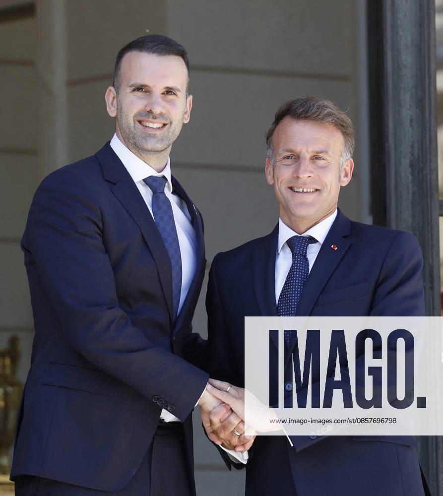President Macron Welcomes Montenegro Pm Milojko Spajic - Paris French President Emmanuel Macron welcomes Montenegro s Prime minister Milojko Spajic at Elysee Palace, on May 27, 2026 in Paris, France. Photo by Jean-Bernard Vernier ABAVAPRESS.COM Paris France