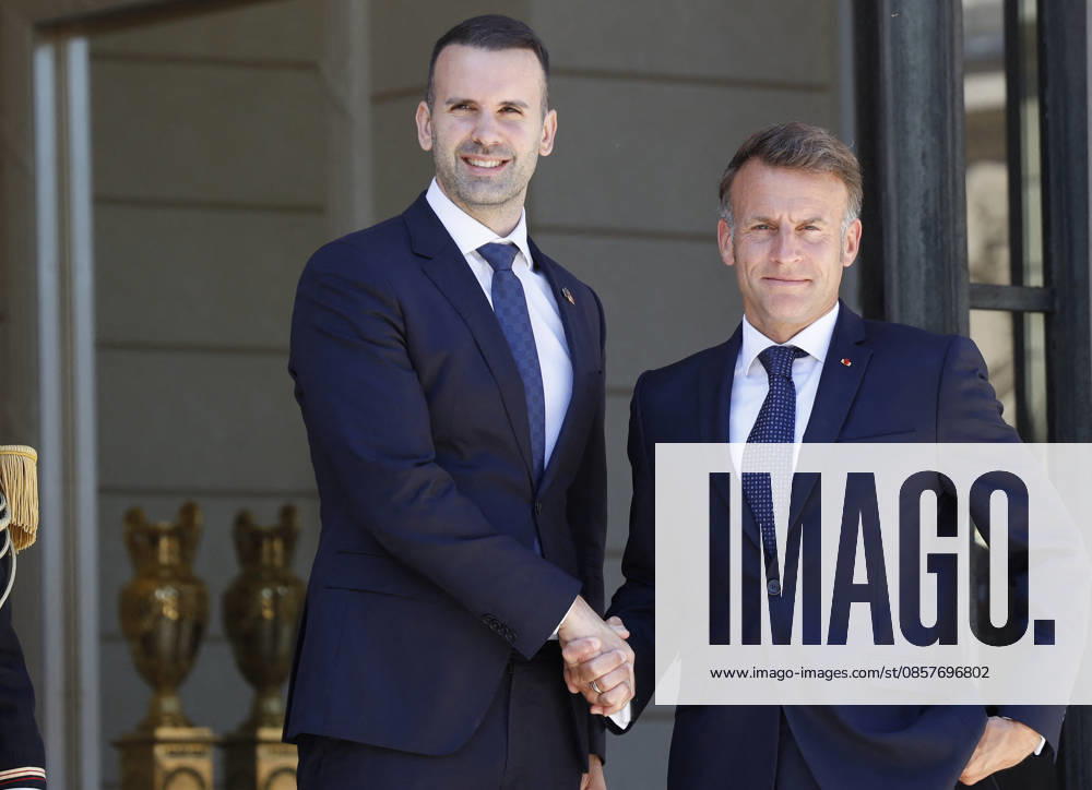 President Macron Welcomes Montenegro Pm Milojko Spajic - Paris French President Emmanuel Macron welcomes Montenegro s Prime minister Milojko Spajic at Elysee Palace, on May 27, 2026 in Paris, France. Photo by Jean-Bernard Vernier ABAVAPRESS.COM Paris France