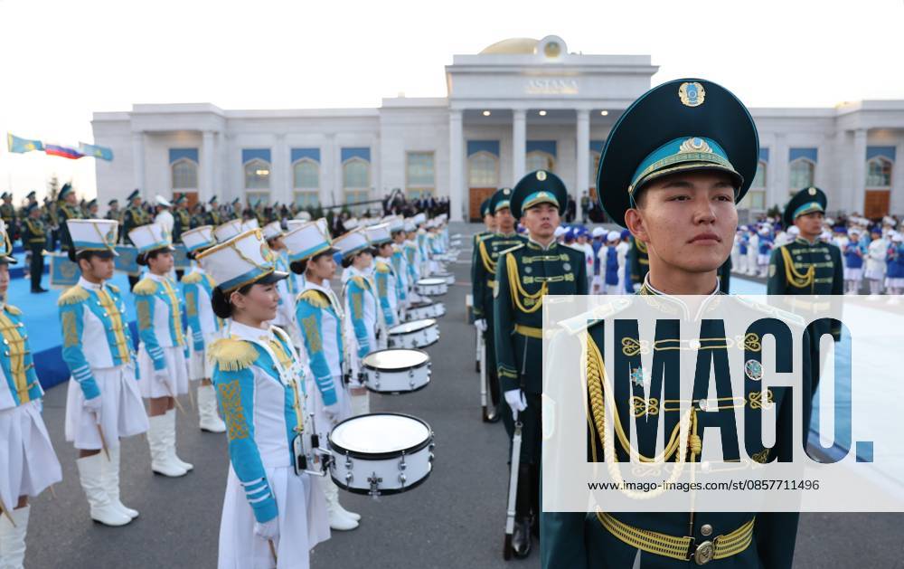 Kazakhstan Russia 9174673 27.05.2026 Kazakh honour guards stand at attention during a welcome ceremony for Russian President Vladimir Putin upon his arrival at Nursultan Nazarbayev International Airport in Astana, Kazakhstan. Alexander Kazakov Sputnik Astana Kazakhstan