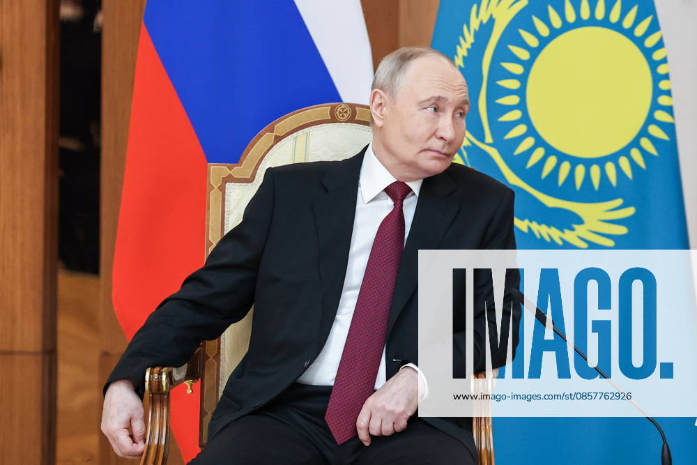 KAZAKHSTAN, ASTANA - MAY 28, 2026: Russia s President Vladimir Putin looks on during a meeting with Kazakhstan s President Kassym-Jomart Tokayev at the Independence Palace. Alexander Kazakov Russian Presidential Press and Information Office TASS 93125140