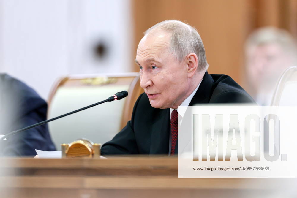 KAZAKHSTAN, ASTANA - MAY 28, 2026: Russia s President Vladimir Putin is seen during Kazakh-Russian talks at the Independence Palace. Alexander Shcherbak TASS 93125448