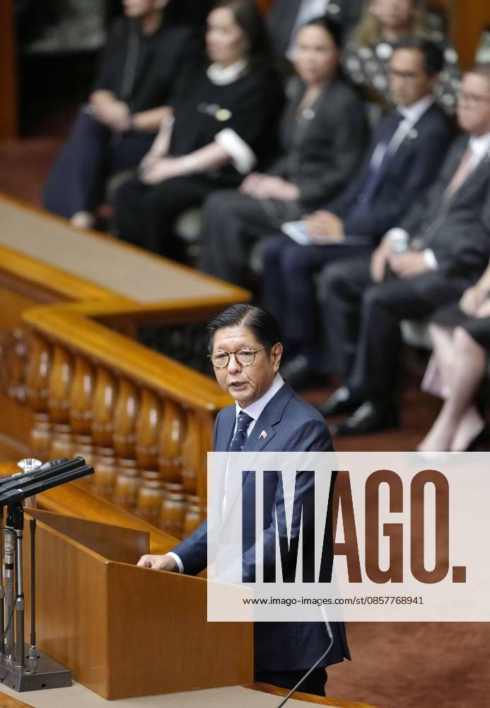 Philippine president in Japan s parliament Philippine President Ferdinand Marcos Jr. makes a speech in the plenary chamber of the House of Councillors in Tokyo on May 28, 2026. A14AA0005617038P