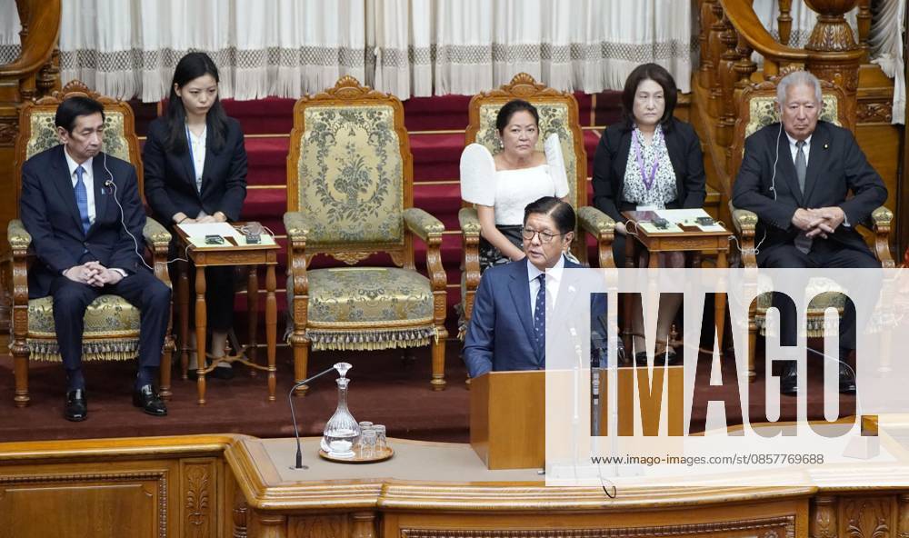 Philippine president in Japan s parliament Philippine President Ferdinand Marcos Jr. makes a speech in the plenary chamber of the House of Councillors in Tokyo on May 28, 2026. A14AA0005617043P