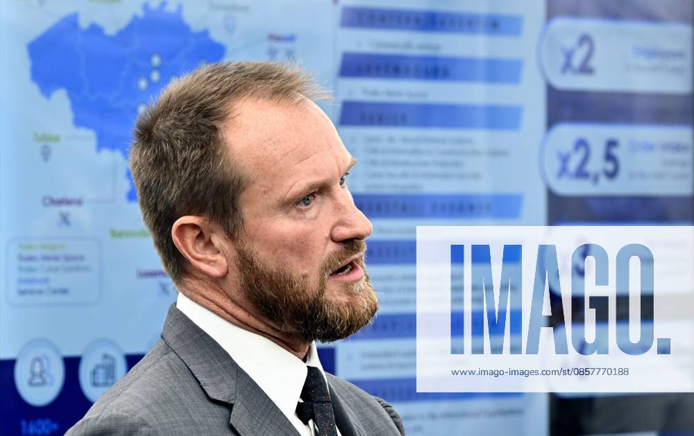 Thales Belgium CEO Alain Quevrin pictured during a visit to the Thales rocket systems production site in Herstal, on Thursday 28 May 2026. French aerospace and defence corporation Thales Group is presenting their SkyDefender missile defence system. ERICxLALMAND 175246645