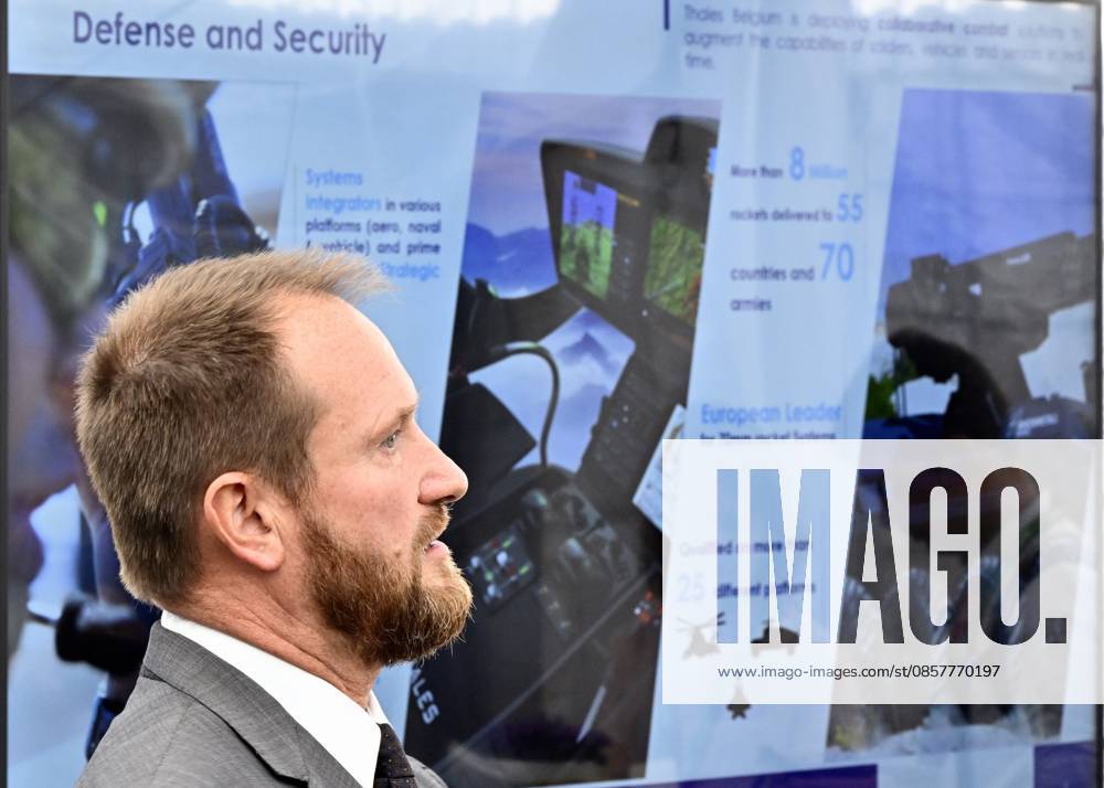 Thales Belgium CEO Alain Quevrin pictured during a visit to the Thales rocket systems production site in Herstal, on Thursday 28 May 2026. French aerospace and defence corporation Thales Group is presenting their SkyDefender missile defence system. ERICxLALMAND 175246650