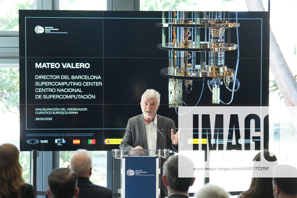 The Barcelona Supercomputing Center presents the MareNostrum Ona quantum computer in Barcelona The director of the BSC Mateo Valero during the official presentation ceremony and subsequent attention to the media, in the facilities of the Plaza Eusebi Güell, on May 28, 2026, in Barcelona, Catalonia Spain The technical and institutional meeting brings together the Minister of Research of the Generalitat, the Secretaries of State for Science and Digitalization, the Director of the BSC and the Rector of the UPC to present the operational capabilities of this advanced computing infrastructure, a milestone that reinforces the scientific leadership of the region in the development of technological sovereignty and European quantum research 28 MAY