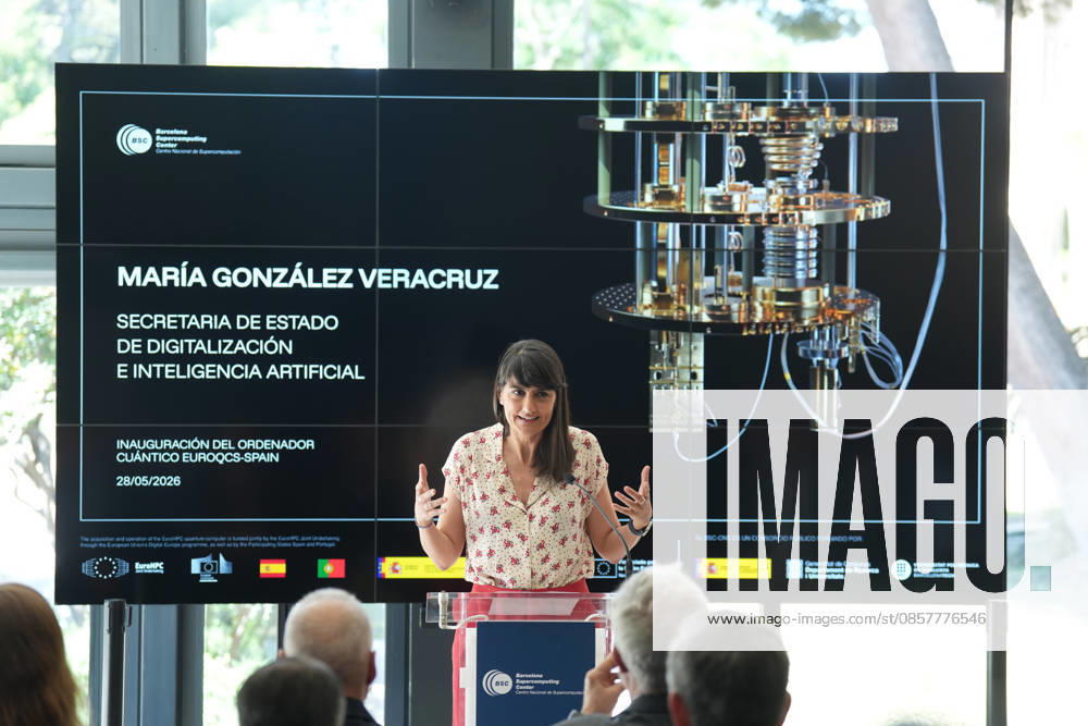 The Barcelona Supercomputing Center presents in Barcelona the MareNostrum Ona quantum computer The Secretary of State for Digitalization and AI, María González Veracruz, during the official presentation ceremony and subsequent attention to the media, at the facilities of the Plaza Eusebi Güell, on May 28, 2026, in Barcelona, Catalonia Spain The technical and institutional meeting brings together the Minister of Research of the Generalitat, the Secretaries of State for Science and Digitalization, the Director of the BSC and the Rector of the UPC to present the operational capabilities of this advanced computing infrastructure, a milestone that reinforces the scientific leadership of the region in the development of technological sovereignty