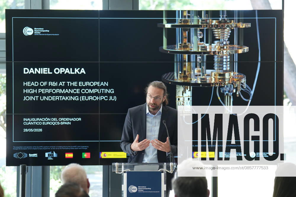 The Barcelona Supercomputing Center presents the MareNostrum Ona quantum computer in Barcelona The head of R&D of Euro HPC, Daniel Opalka, during the official presentation ceremony and subsequent attention to the media, at the facilities of the Plaza Eusebi Güell, on May 28, 2026, in Barcelona, Catalonia Spain The technical and institutional meeting brings together the Minister of Research of the Generalitat de Catalunya, the Secretaries of State for Science and Digitalization, the Director of the BSC and the Rector of the UPC to present the operational capabilities of this advanced computing infrastructure, a milestone that reinforces the scientific leadership of the BSC, the Secretaries of State for Science and Digitalization, the Direct