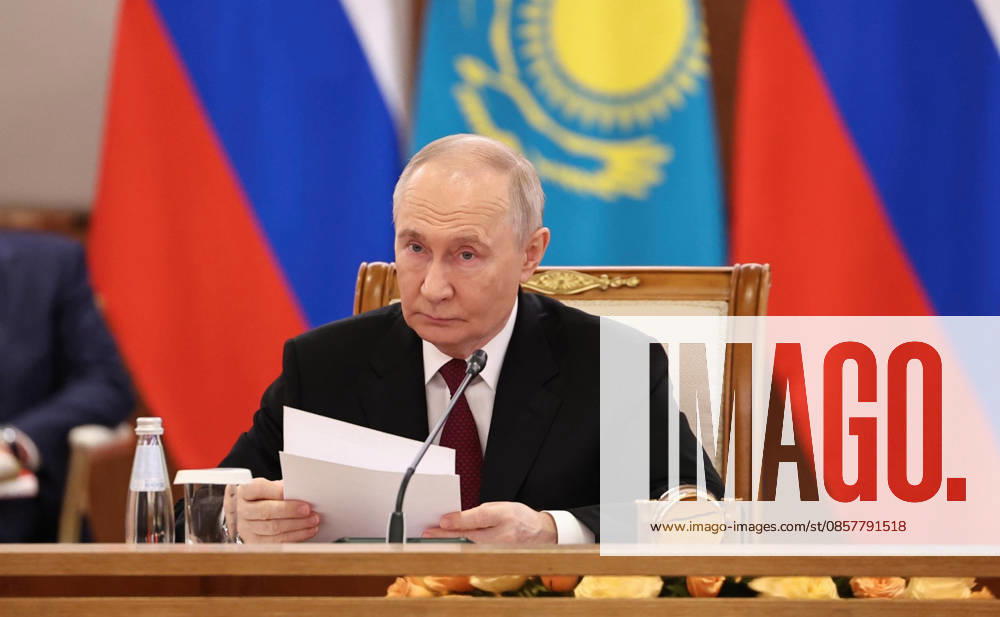Russian President Vladimir Putin, listens to Kazakh President Kassym-Jomart Tokayev, during an expanded format bilateral meeting at the Palace of Independence, May 28, 2026 in Astana, Kazakhstan. Astana Kazakhstan - ZUMAp138 20260528_zaa_p138_024