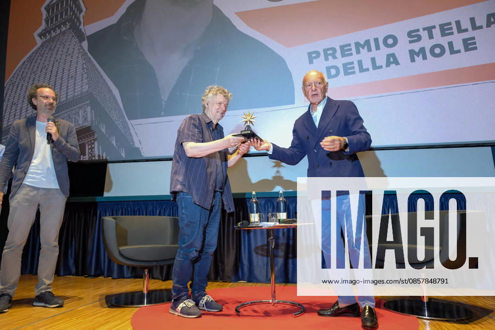 Michel Gondry Receives Stella Della Mole Award - Turin French director Michel Gondry receives the Stella della Mole award from National Cinema Museum president Enzo Ghigo at Cinema Massimo in Turin, Italy, on May 28, 2026, in recognition of his important and fundamental contribution to the art of filmmaking, while also holding a masterclass and introducing the screening of the film Microbo&Gasolina. Photo by Costantino Sergi IPA ABACAPRESS.COM Torino Torino