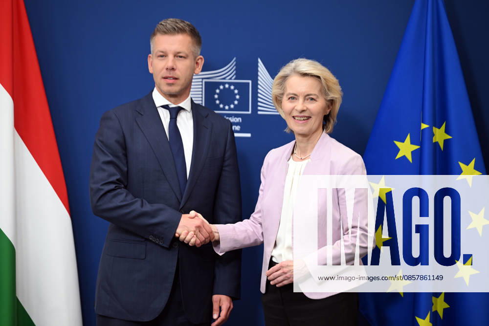 Peter Magyar meets Ursula von der Leyen in Brussels BRUSSELS, BELGIUM - MAY 29: Hungarian Prime Minister Peter Magyar (L) meets with European Commission President Ursula von der Leyen (R) in Brussels, Belgium, on May 29, 2026. Dursun Aydemir Anadolu Brussels Belgium. Editorial use only. Please get in touch for any other usage.