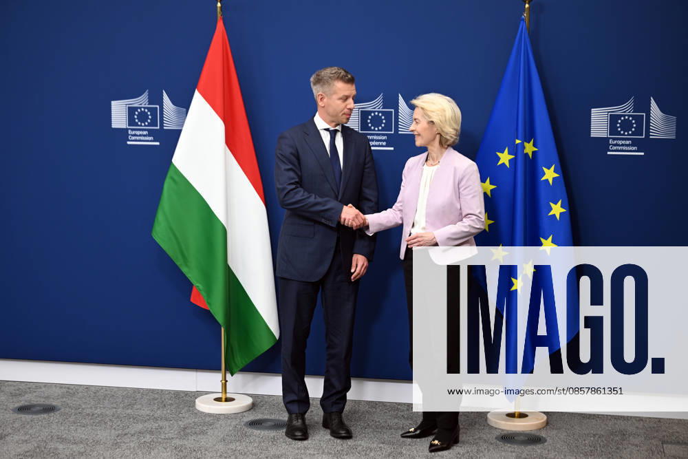 Peter Magyar meets Ursula von der Leyen in Brussels BRUSSELS, BELGIUM - MAY 29: Hungarian Prime Minister Peter Magyar (L) meets with European Commission President Ursula von der Leyen (R) in Brussels, Belgium, on May 29, 2026. Dursun Aydemir Anadolu Brussels Belgium. Editorial use only. Please get in touch for any other usage.