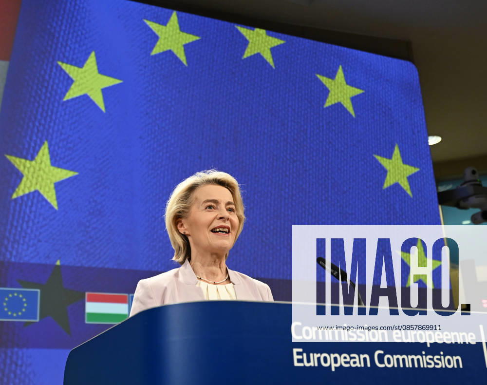 Peter Magyar - Ursula von der Leyen joint press conference in Brussels BRUSSELS, BELGIUM - MAY 29: Hungarian Prime Minister Peter Magyar and European Commission President Ursula von der Leyen hold a joint press conference in Brussels, Belgium, on May 29, 2026. Dursun Aydemir Anadolu Brussels Belgium. Editorial use only. Please get in touch for any other usage.