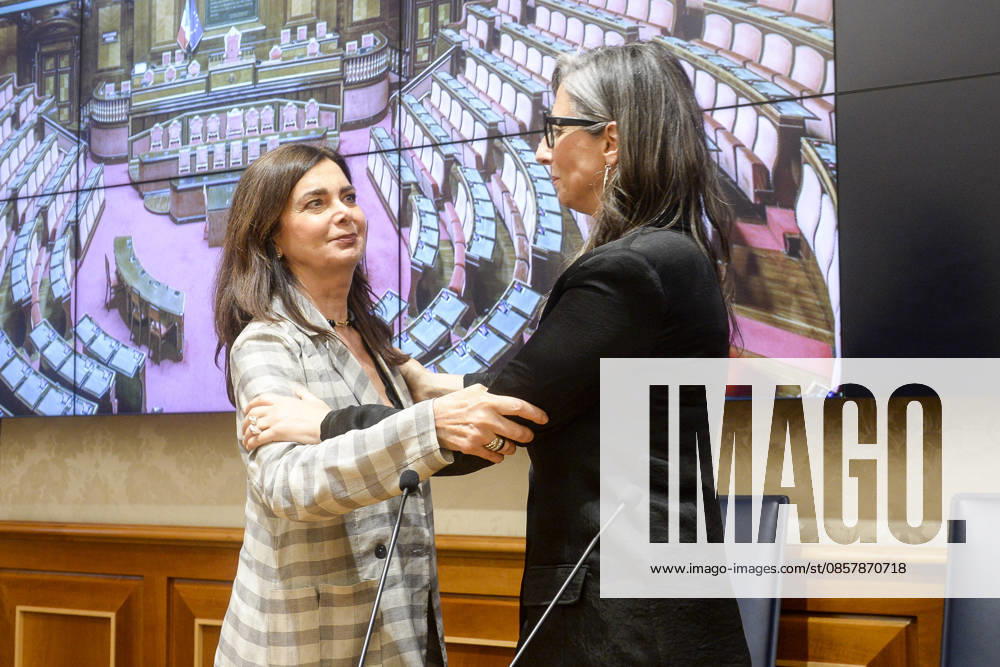 IPA85160396 - Rome Senate presentation of UN special rapporteur s report on the occupied Palestinian territories, pictured Francesca Albanese Laura Boldrini
