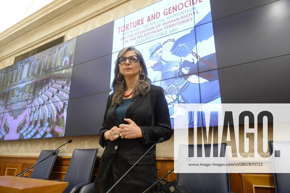 IPA85160415 - Rome Senate presentation of UN special rapporteur s report on the occupied Palestinian territories, pictured is Francesca Albanese