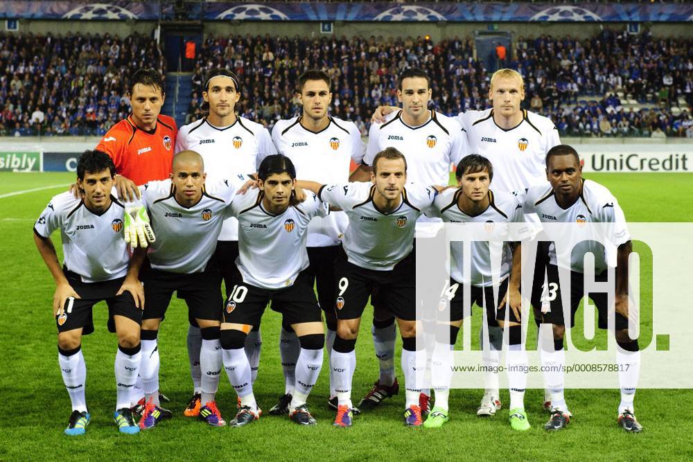 Valencia CF: (L)goalkeeper Diego Alves of Valencia,Mehmet Topal of Valencia,Victor Ruiz of Valencia,Adil Rami of Valencia,Jeremy Mathieu of Valencia. Daniel Parejo of Valencia,Sofiane Feghouli of Valencia,Ever Banega of Valencia,Roberto Soldado of Valencia,Pablo Piatti of Valencia,Miquel of Valencia --- JackxJacobsxIVx 360689 o0 Totale Mannschaftsfoto
