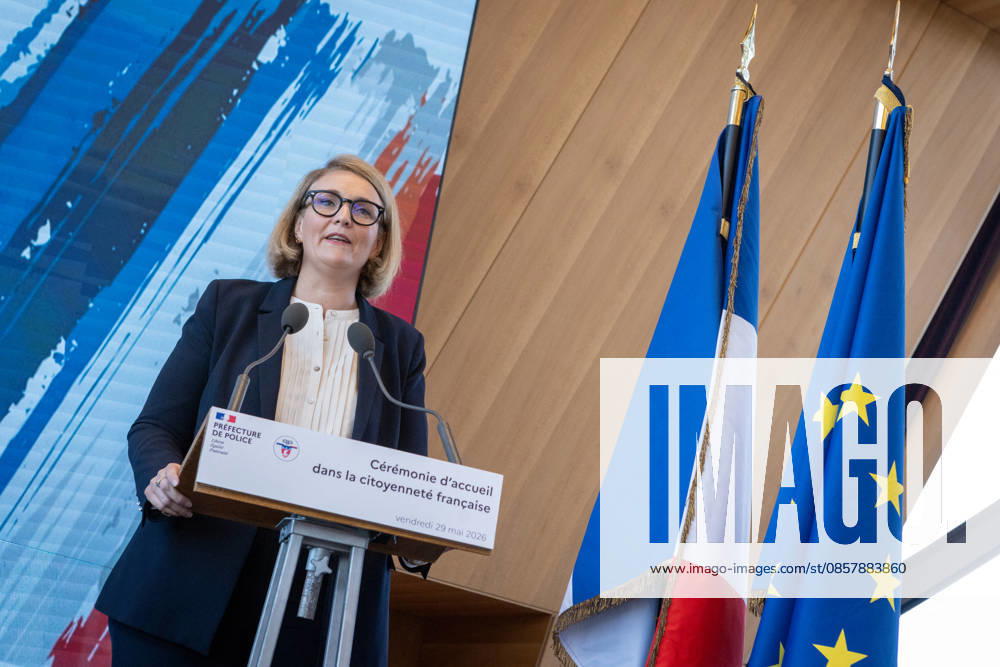 Welcoming Ceremony for French Citizenship At Eiffel Tower - Paris Marie-Pierre Vedrenne (Minister Delegate to the Minister of the Interior, in charge of Citizenship) at the Tour Eiffel, for welcoming ceremony for French citizenship chaired by Mrs.Marie Pierre Vedrenne, Minister Delegate to the Minister of the Interior, in charge of Citizenship Paris, France May 29, 2026. Photo by Franck Derouda ABACAPRESS.COM Paris Eiffel Tower France