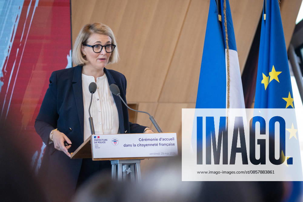 Welcoming Ceremony for French Citizenship At Eiffel Tower - Paris Marie-Pierre Vedrenne (Minister Delegate to the Minister of the Interior, in charge of Citizenship) at the Tour Eiffel, for welcoming ceremony for French citizenship chaired by Mrs.Marie Pierre Vedrenne, Minister Delegate to the Minister of the Interior, in charge of Citizenship Paris, France May 29, 2026. Photo by Franck Derouda ABACAPRESS.COM Paris Eiffel Tower France