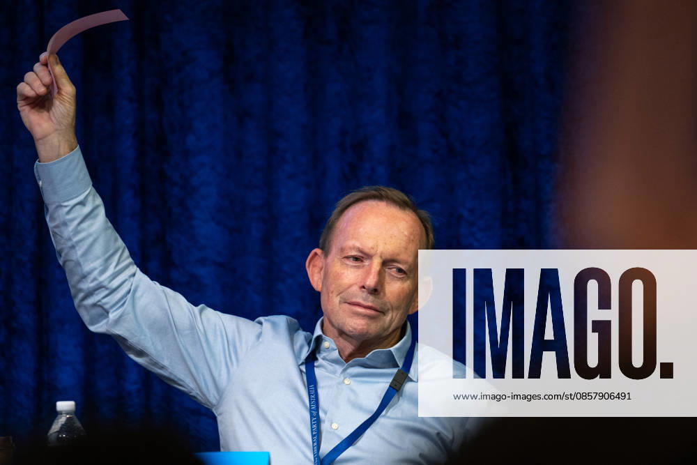 LIBERAL FEDERAL COUNCIL MEETING, Former Prime Minister Tony Abbot voting against a policy motion during the 65th Federal Council of the Liberal Party of Australia in Melbourne, Saturday, May 30, 2026. Delegates from all states and territories will attend the two-day Liberal Party Federal Council, where former prime minister Tony Abbott s appointment as the next federal Liberal Party president is expected to be confirmed. ( NO ARCHIVING MELBOURNE VICTORIA AUSTRALIA