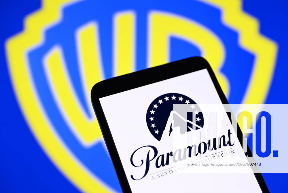 Photo illustration in Ukraine - 29 May 2026 In this photo illustration, a Paramount Skydance Corporation logo is seen on a smartphone and Warner Bros. in the background. Ukraine