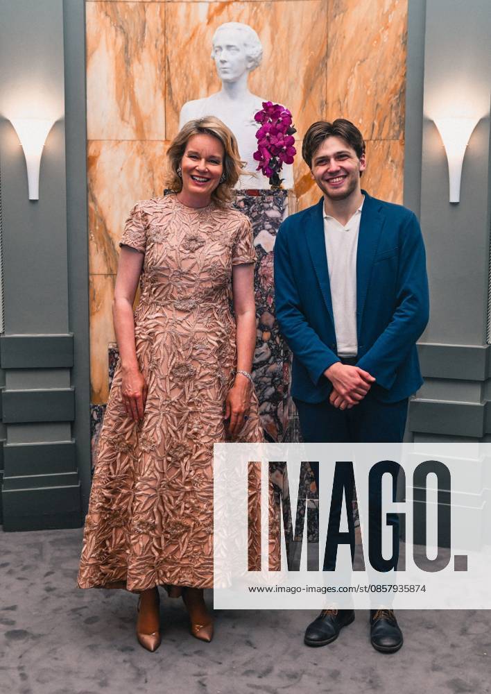Queen Mathilde of Belgium and the winner Ettore Pagano of Italy pictured after the final of the 2026 Queen Elisabeth Cello Competition, at the Brussels Bozar concert hall, Saturday 30 May 2026. This year s edition of the competition for career-starting musicians takes place from 4 to 30 May. EMILExWINDAL 175504769