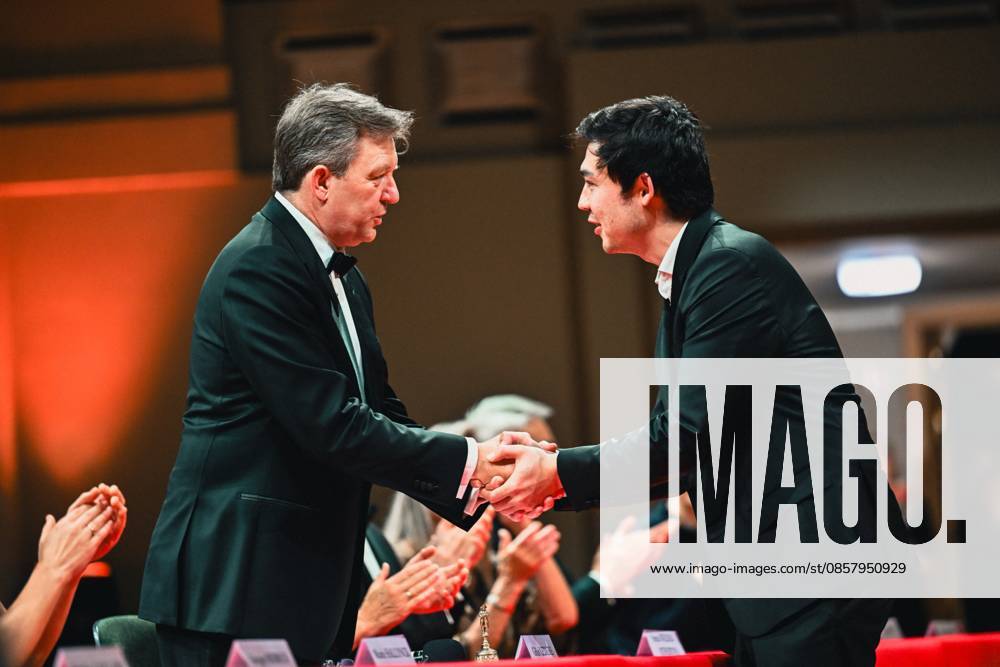 President of the jury Gilles Ledure and Dilshod Narzillaev of Uzbekistan pictured after the final of the 2026 Queen Elisabeth Cello Competition, at the Brussels Bozar concert hall, Saturday 30 May 2026. This year s edition of the competition for career-starting musicians takes place from 4 to 30 May. EMILExWINDAL 175512763
