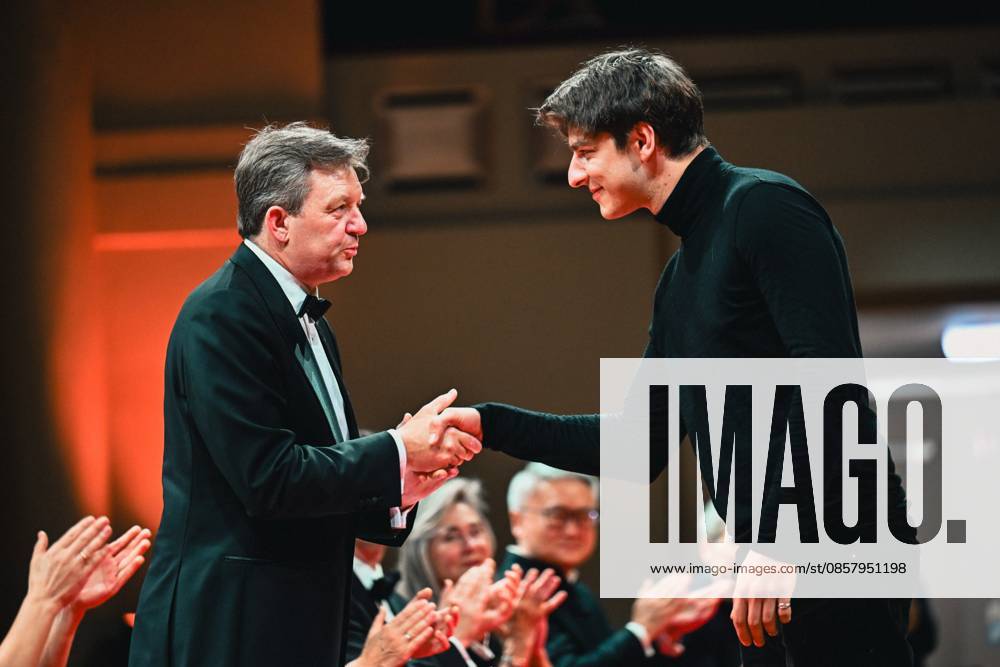 President of the jury Gilles Ledure and Ivan Sendetsky of Russia pictured after the final of the 2026 Queen Elisabeth Cello Competition, at the Brussels Bozar concert hall, Saturday 30 May 2026. This year s edition of the competition for career-starting musicians takes place from 4 to 30 May. EMILExWINDAL 175512768