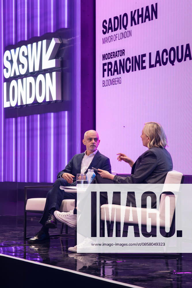 SWSX London 2026 Welcome Address at SXSW London Stage with Mayor of London Sadiq Khan, Francine Lacqua and Patrick Moore, Credit:Ewelina Stachurska Show Me You Ewelina Stachurska Avalon United Kingdom, London, Shoreditch