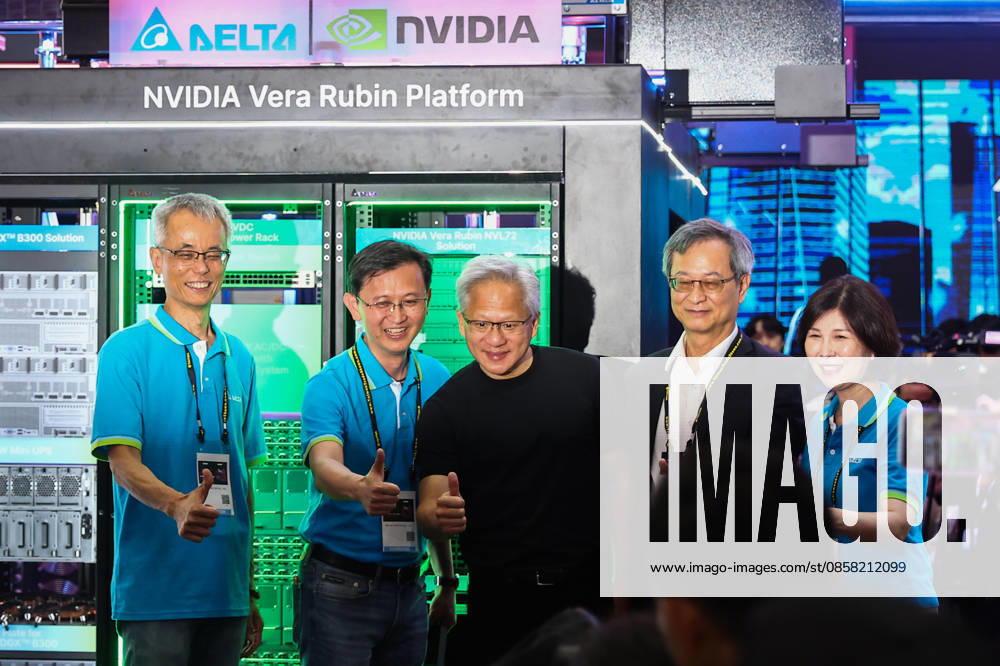 NVIDIA s CEO Jensen Huang visits COMPUTEX TAIPEI 2026 TAIPEI, TAIWAN - JUNE 3: Jensen Huang, the CEO of American multinational tech giant NVIDIA, poses for photos as he visits a booth featuring next-generation AI supercomputing platform NVIDIA Vera Rubin, at the COMPUTEX TAIPEI trade show, in Taipei, Taiwan, on June 3, 2026. COMPUTEX TAIPEI is one of the world’s largest and most significant trade shows, featuring latest technologies, drones, data centres, Artificial Intelligence (AI) technologies, supercomputers, semiconductors products and other things from major international firms such as Nvidia, Intel, NXP and Foxconn. Daniel Ceng Anadolu Taipei Taiwan. Editorial use only. Please get in touch for any other usage.
