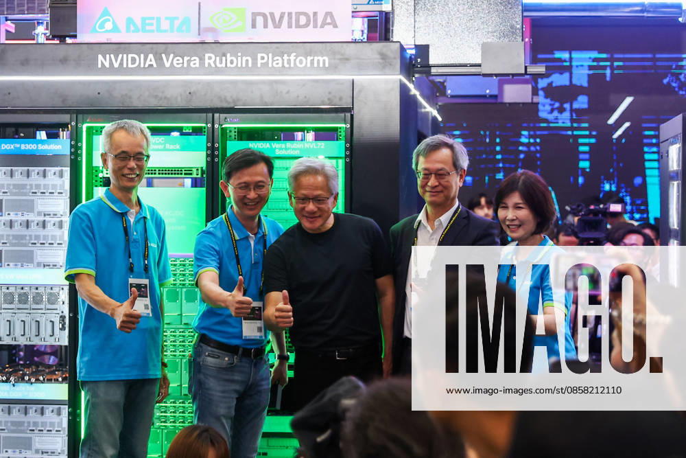 NVIDIA s CEO Jensen Huang visits COMPUTEX TAIPEI 2026 TAIPEI, TAIWAN - JUNE 3: Jensen Huang, the CEO of American multinational tech giant NVIDIA, poses for photos as he visits a booth featuring next-generation AI supercomputing platform NVIDIA Vera Rubin, at the COMPUTEX TAIPEI trade show, in Taipei, Taiwan, on June 3, 2026. COMPUTEX TAIPEI is one of the world’s largest and most significant trade shows, featuring latest technologies, drones, data centres, Artificial Intelligence (AI) technologies, supercomputers, semiconductors products and other things from major international firms such as Nvidia, Intel, NXP and Foxconn. Daniel Ceng Anadolu Taipei Taiwan. Editorial use only. Please get in touch for any other usage.