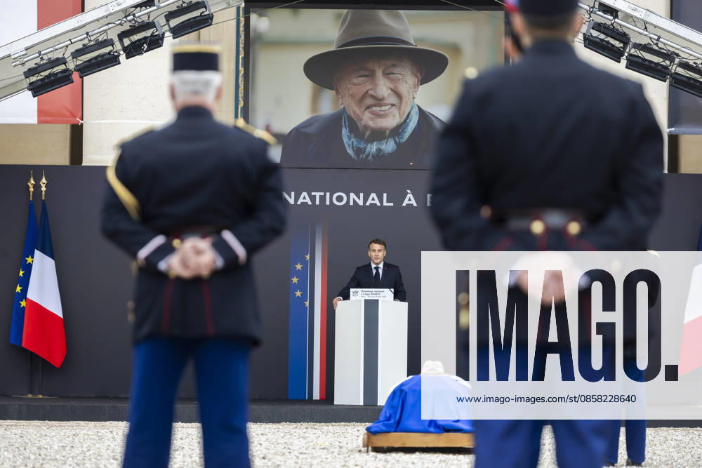 Paris, France June 3, 2026 - National tribute to late French philosopher and sociologist Edgar Morin at the Hotel des Invalides - Emmanuel Macron HOMMAGE NATIONAL, EDGAR MORIN, POLITIQUE
