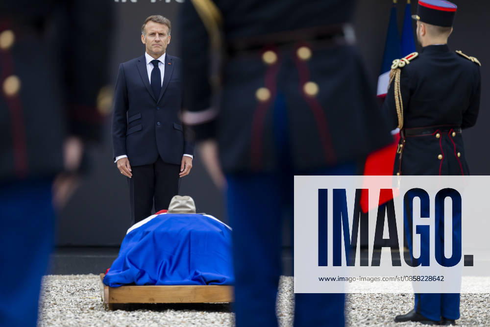Paris, France June 3, 2026 - National tribute to late French philosopher and sociologist Edgar Morin at the Hotel des Invalides - Emmanuel Macron HOMMAGE NATIONAL, EDGAR MORIN, POLITIQUE