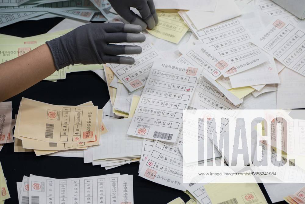 Ballots are sprawled across a tabletop as poll workers count them after the conclusion of voting in South KoreaÃ¢â‚¬â ¢s local elections on Wednesday, June 3, 2026 in Seoul, South Korea. Seoul South Korea - ZUMAh163 20260603_znp_h163_026