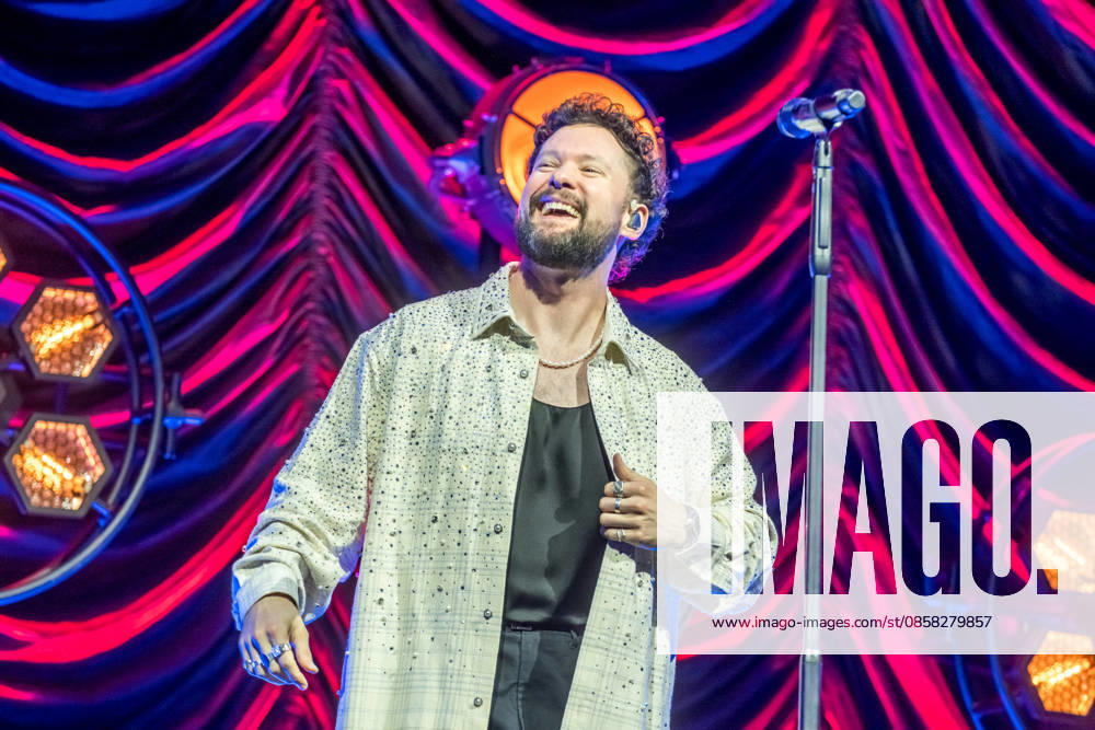 Calum Scott performs at the QUARTERBACK Immobilien ARENA in Leipzig on June 3, 2026 as part of his The Av
