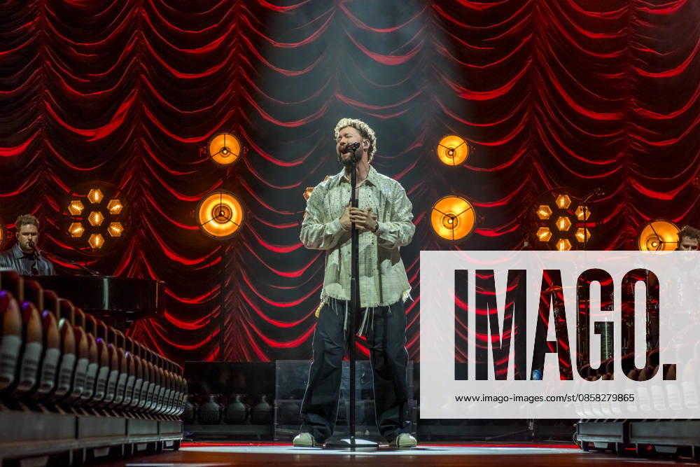 Calum Scott performs at the QUARTERBACK Immobilien ARENA in Leipzig on June 3, 2026 as part of his The Av